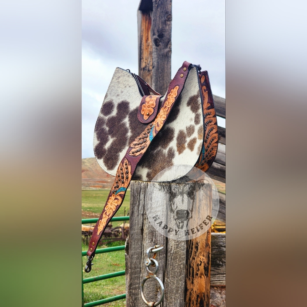 American Darling Genuine Cowhide and Floral Tooled
Hobo Bag. - Picture 4 of 11